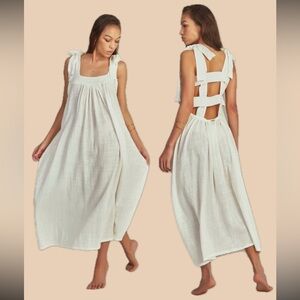 Empress Bleeker Tie-Shoulder Cover-Up Dress Maxi White